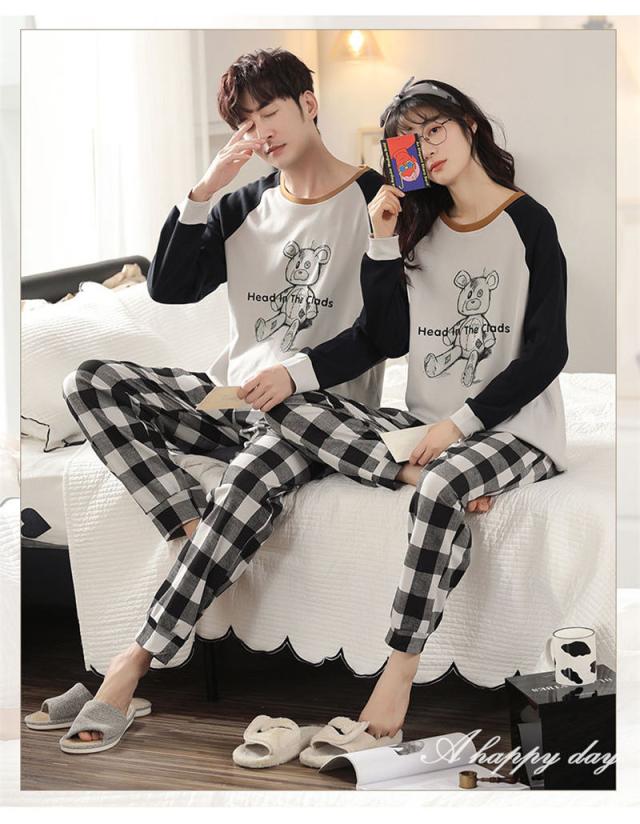 新品 クマ柄 ペアパジャマ ルームウェア ペアルック カップル パジャマ クマ レデイース メンズ 寝巻き 男女セットナイトウェア お揃い 部屋着