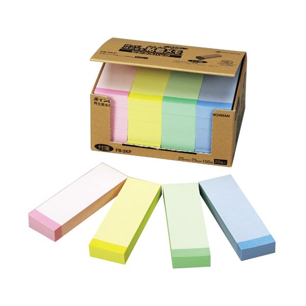 (まとめ) ニチバン ポイントメモ ビジネスパック 25×75mm パステルライン4色 FB-2KP 1パック(20冊) (×4セット) 6,932円