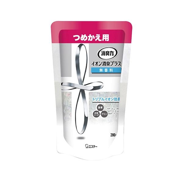 （まとめ）エステー 消臭力 クリアビーズイオン消臭プラス 無香料 つめかえ 280g 1個[x20]
