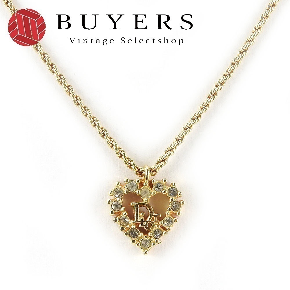 中古 ネックレス メタル ゴールド ハート ラインストーン アクセサリー レディース 女性