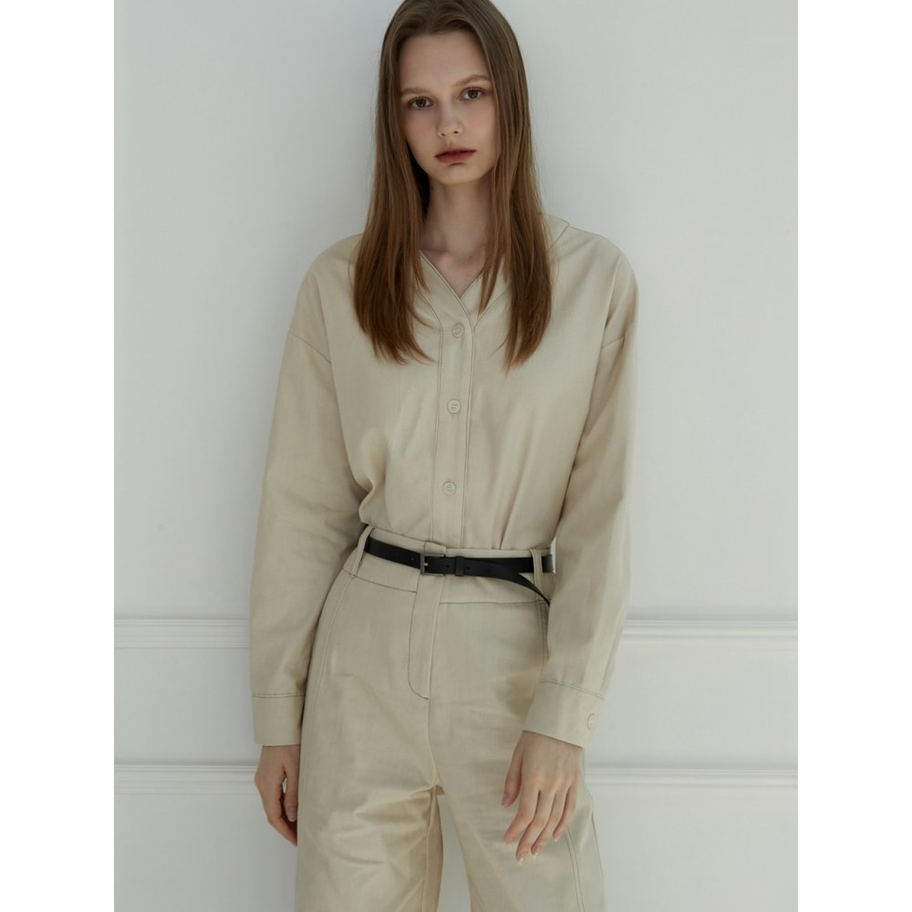 アムールモワールステッチブラウス+ステッチパンツベージュ amr1677