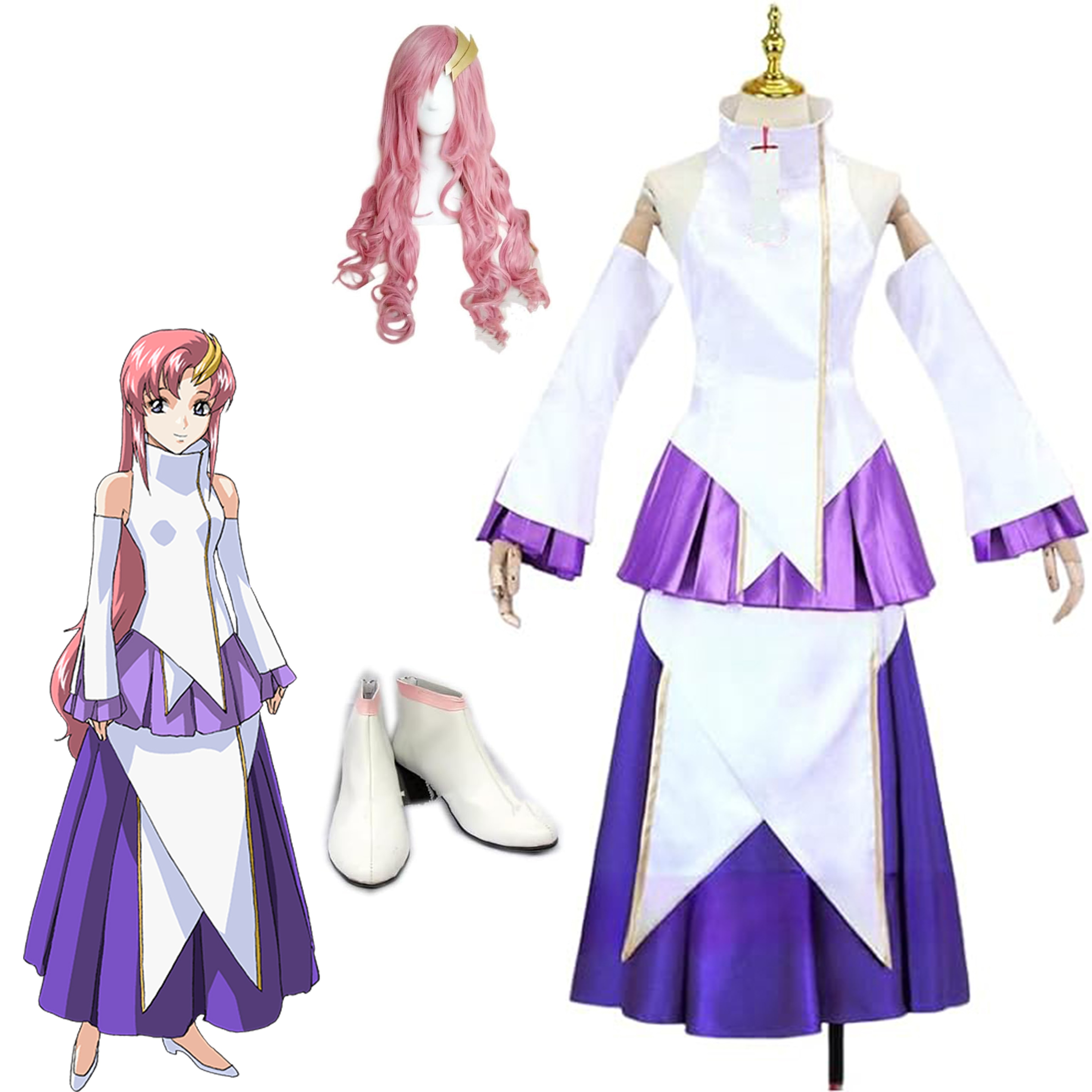 機動戦士ガンダムSEED ラクス クライン コスプレ ラクスクライン イベント 学園祭 お祭り舞台服 遊園地 アニメ 撮影 ワンピース 大人 ハロウィン コスプレ 衣装 ウィッグ 靴 追加可
