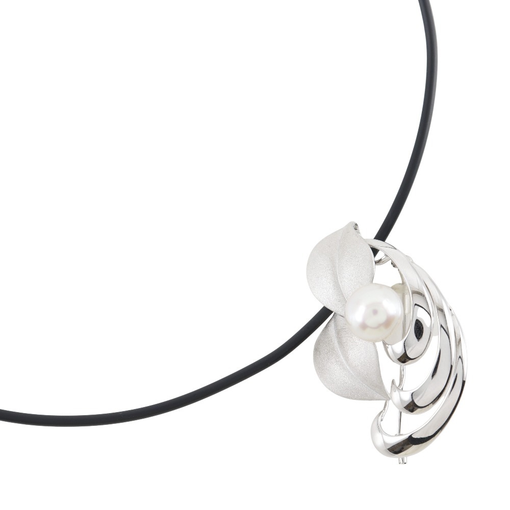 真珠 2WAYブローチ ネックレス 10.2ｍｍ パール シルバー 約10.4g レディース 中古品 A-ランク