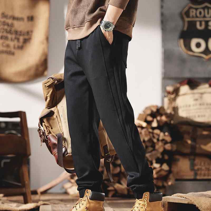 秋冬 コーデ メンズ 服 シンプル ファッション オシャレ 大人 かっこいい 大きいサイズ ストリート 紳士服 アメリカン ヘビー カジュアル パンツ ウエスト ゴム ニット スウェット パンツ スポ