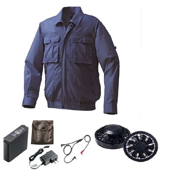 KU92100 空調服 綿/ポリ混紡 フルハーネス仕様 FAN2200B/LIPRO2 紺色 M