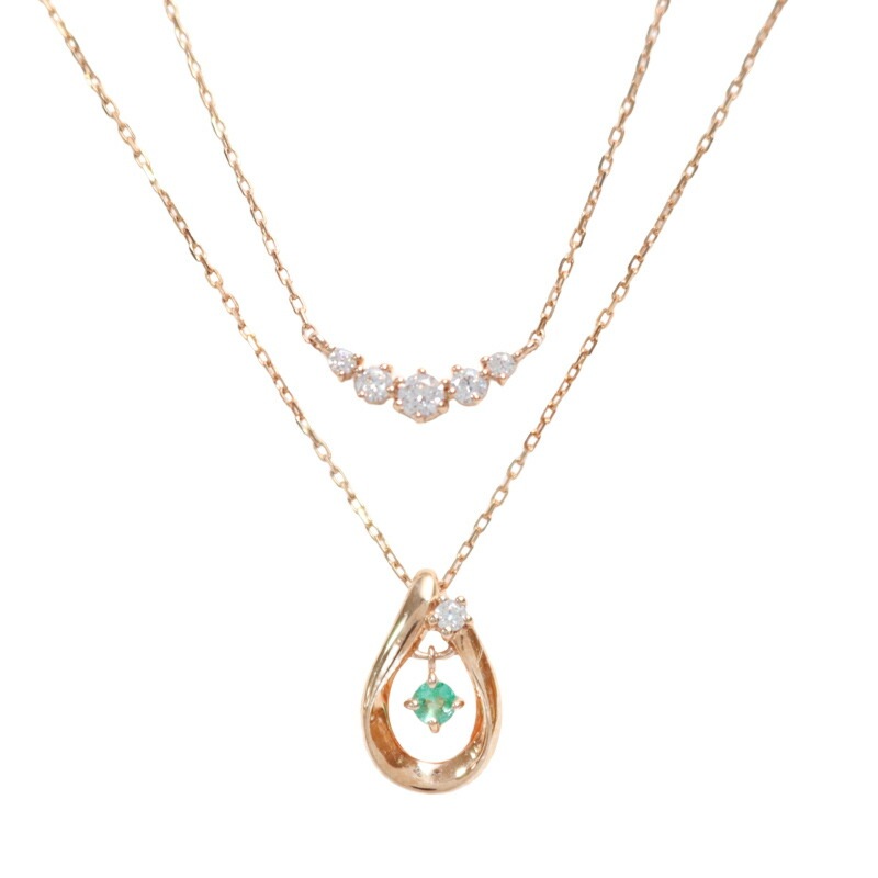 ネックレス レディース 2本セット 5月誕生石 誕生日エメラルド シルバー