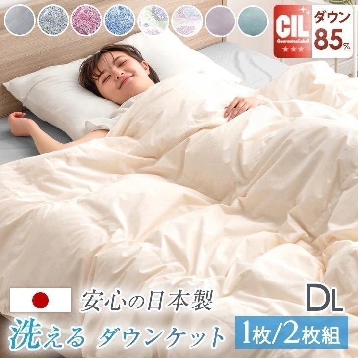 ダウンケット 洗える 肌掛け布団 ダブル 日本製 掛け布団 夏用 立体キルト 羽毛肌掛け布団 夏 肌布団 ホワイトダックダウン85％ ダブルロング