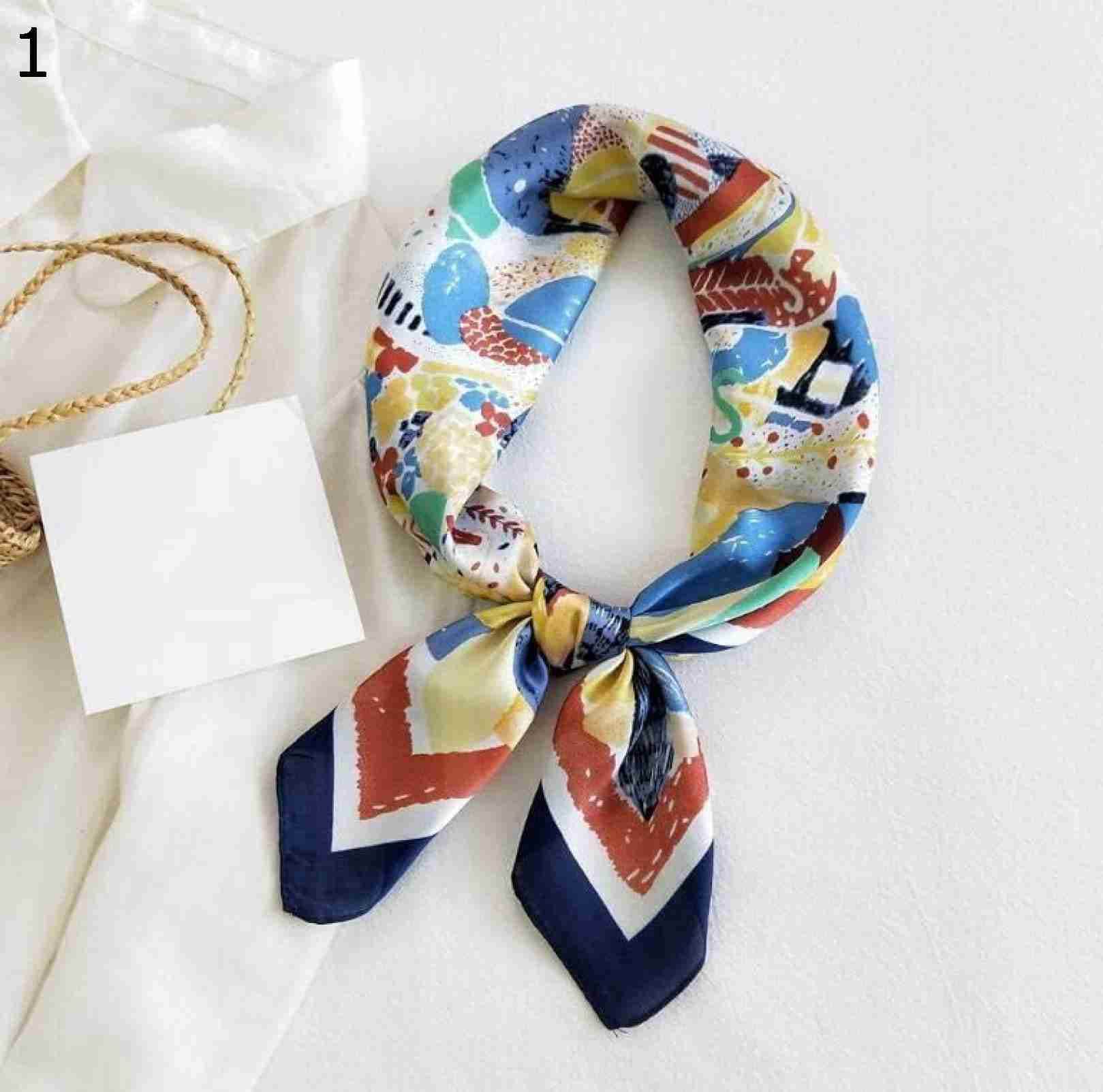 【20%OFFクーポン～】女性多機能ポリエステル スカーフラップ レディース スカーフ誇張されたパターン印刷サテン スクエア ヒジャブ スカーフ (Color : Navy Size : 70x