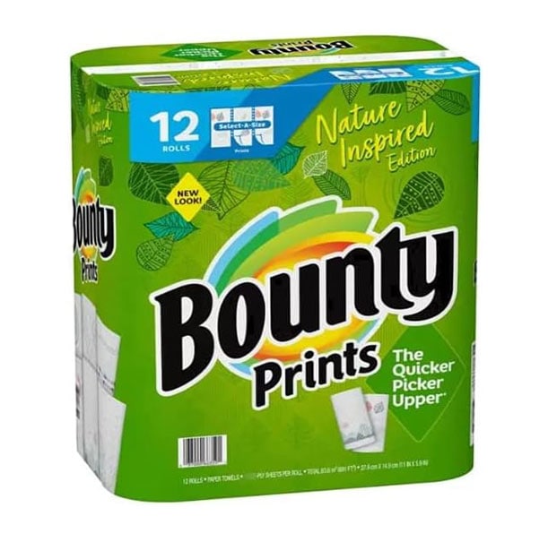 バウンティ ペーパータオル プリント 118 カット X 12 ロール　ロールタオル 厚い 強い 高吸水　コストコ