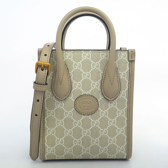 【新品同様】グッチ GG ミニトートバッグ インターロッキングG レディース 【ショルダーバッグ】