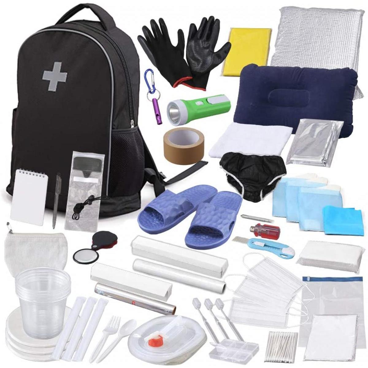 【2F】 【在庫有・即納】【防災士監修】 防災グッズ 33点 防災リュック 防災セット 避難リュック 地震対策 災害対策 小型 軽量 防災 ぼうさい ブラック BRS-33