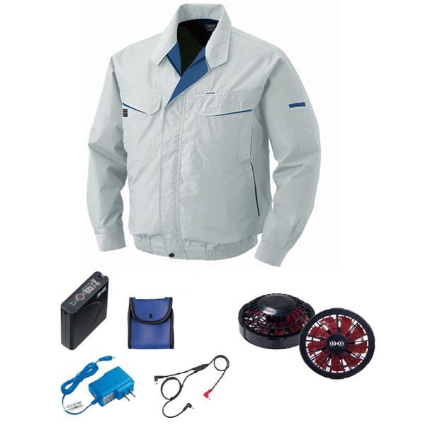 KU90470 空調服 綿/ポリ混紡 FAN2200BR/LISUPER1セット シルバー M 19,582円