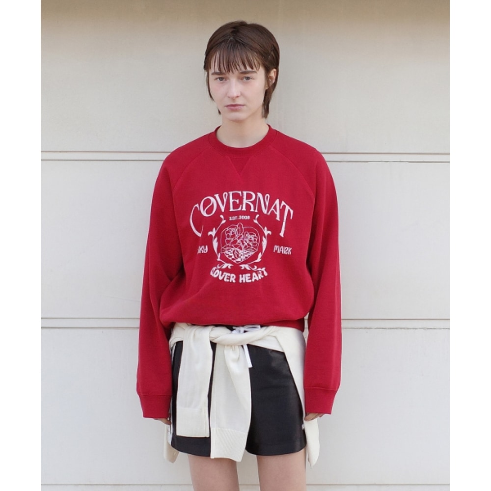 COVERNAT 女性女性ビンテージグラフィックスウェットシャツレッド