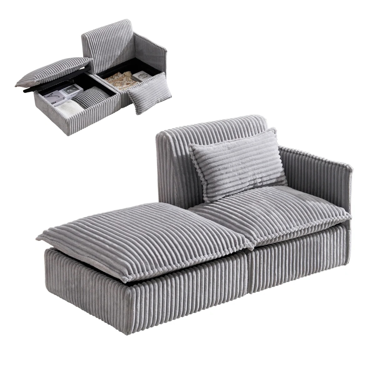 【国内即発送】ソファー ソファーカウチ 2P 二人掛けソファ 収納付き オードマン付き ふわふわ 可愛い外観 組み合わせソファ 肌にやさしい 大容量の収納 枕付き ダイニング空間 一人暮らし