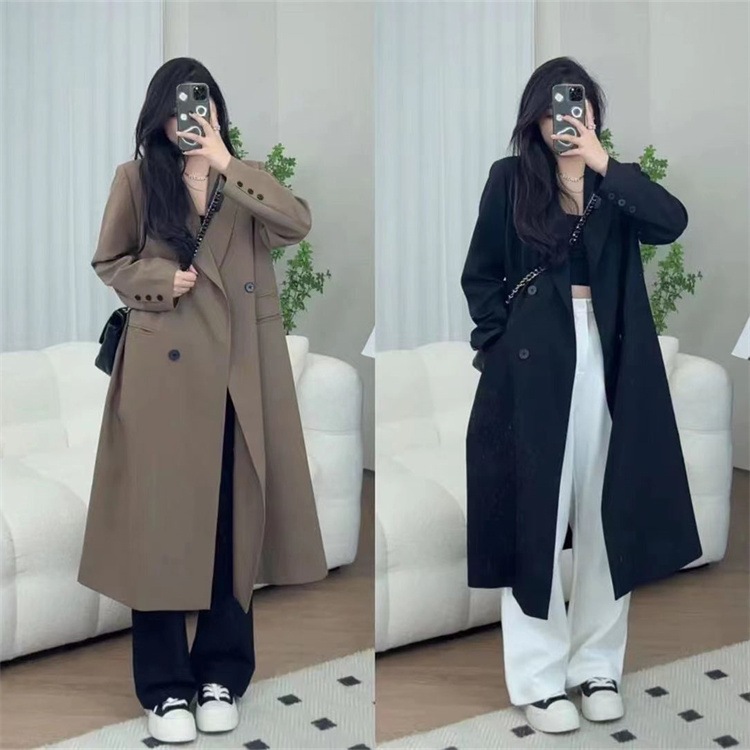 秋冬トレンチコート　ゆるロングチェスターコート ても厚い 韓国ファッション/パーカー