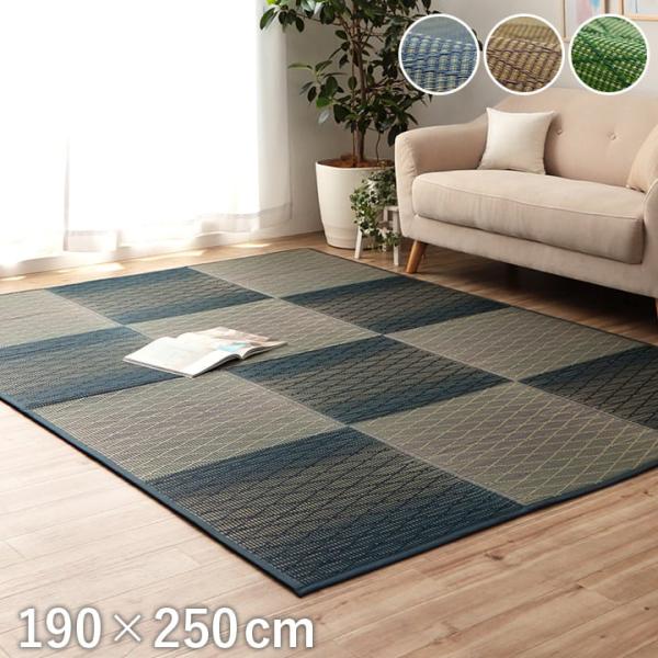 ダイヤ い草 畳 自然素材 カーペット ラグ インテリア 夏用 節電 無地 涼しい ダイヤ柄 シンプル クッション性 グリーン 約190×250cmG8441730