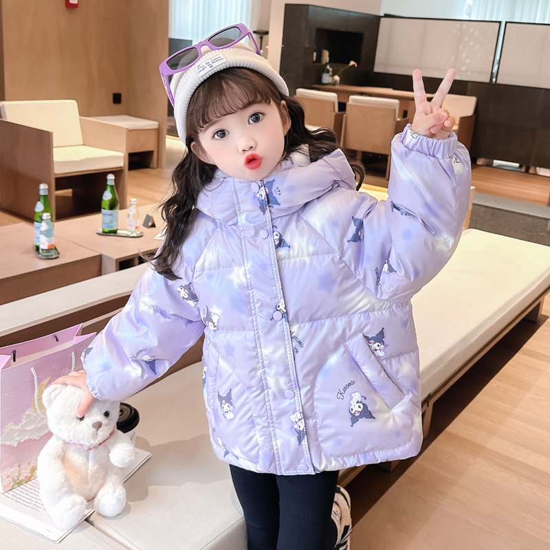 女の子のグラデーションダウンジャケットスタイル女の赤ちゃんの厚みのある暖かい漫画クロミダウンジャケット