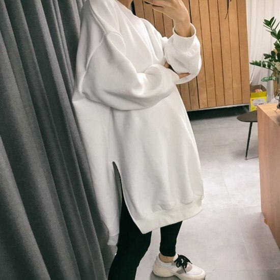 【取寄：納期2週間】トレーナー レディース スウェット ロング ビッグシルエット オーバーサイズ 大きいサイズ 韓国 トレーナー レディース スウェット ロング ビッグシルエット オーバーサイズ 6,358円
