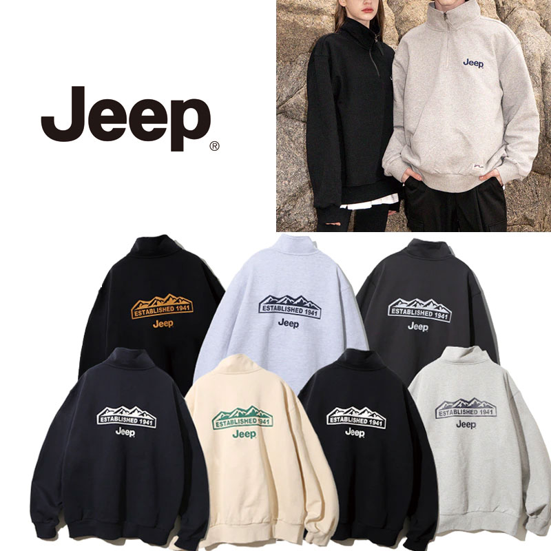 日本未入荷★JEEP★Half Zip-Up M-Logo Sweat Qoo10] JEEP Half Zip-Up M-Logo S : レディース服