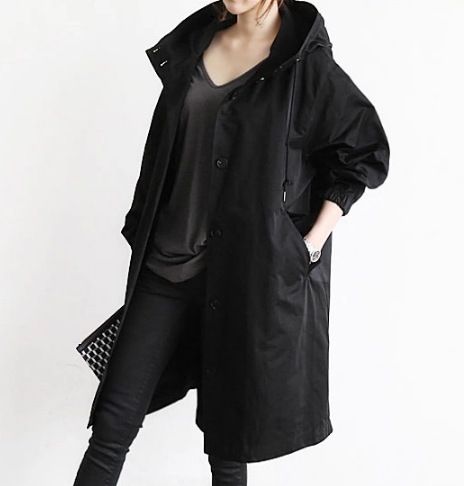 レディース コート ウィンドブレーカー ロング 長袖 襟なし 異国風 フード 薄手 シンプル カジュアル かっこいい ラフ メンズライク ボーイッシュ クール アメリカン アクティブ ナチュラル