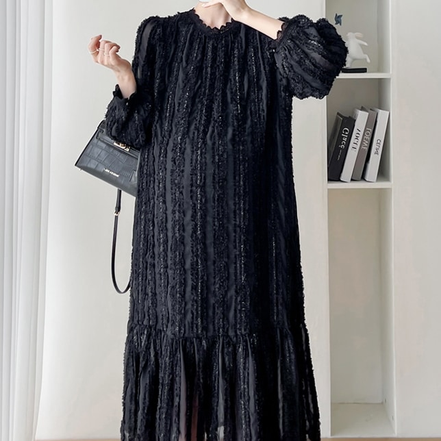 ワンピース ロングワンピース ワンピースドレス ロング丈 袖付き 長袖 クルーネック マタニティウエア かわいい 大人可愛い きれいめ シンプル カジュアル 大人 上品 おしゃれ かっこいい 大人女子