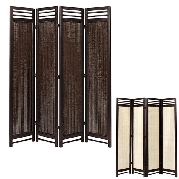 スクリーン 4連 衝立 アジアン家具 籐編み幕部 高さ160cm