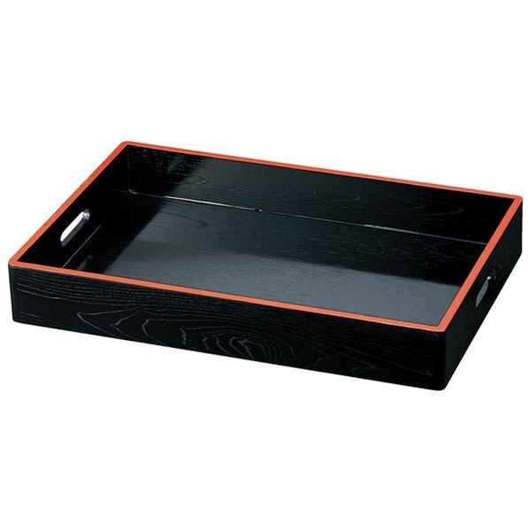 2尺木製目はじき料理箱 黒天朱（小） 木