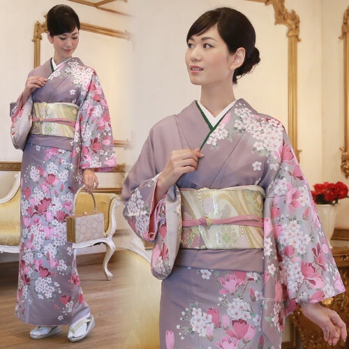 レンタル 訪問着 レンタル 19点フルコーディネートレンタルセット モダン 粋 薄紫地に桜結婚式 入学式 七五三 ママ レトロモダン 30代 40代 50代 60代