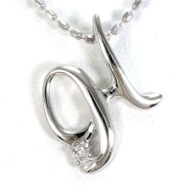 K18 18金 WG ホワイトゴールド ネックレス ダイヤ 0.01 約39cm ジュエリー 中古