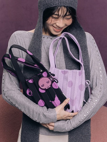 JOSEPH&STACEY公式 ニットバッグ Lucky Pleats Knit S Dot Kuromi (ALL)