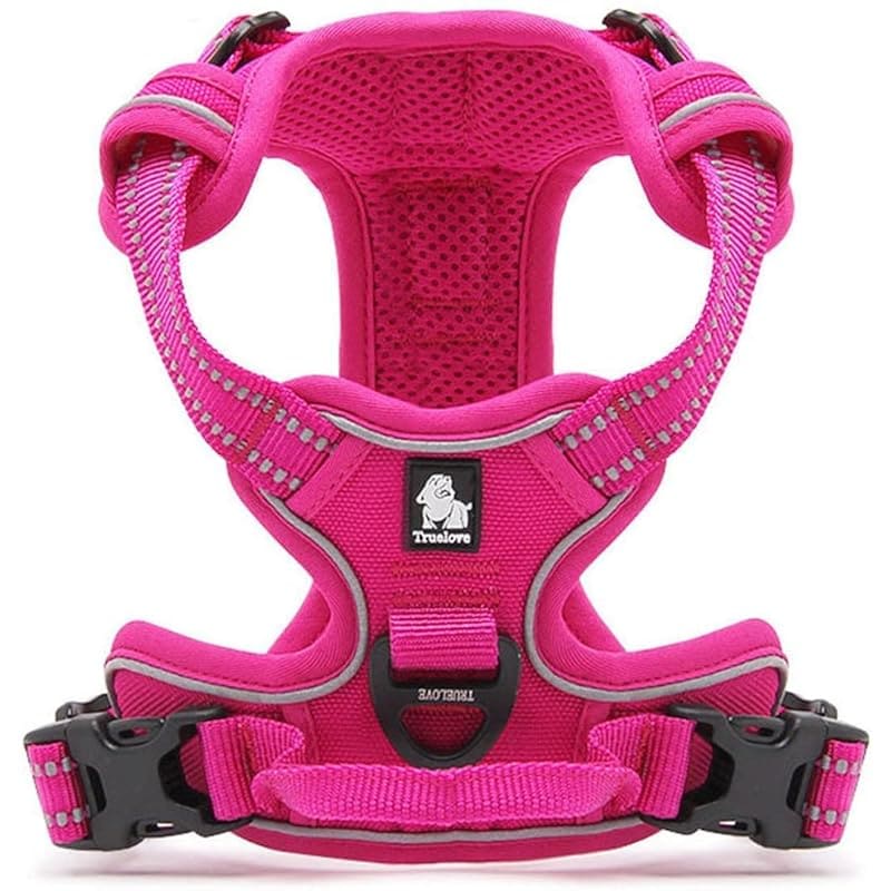 cocomall 犬用ハーネス 犬用胴輪 ドッグ ペット用品 ハーネス 3M反射材料 訓練 ナイロン製 小型犬中型犬大型犬に向け 通気性 調節可能 (M, ピンク)