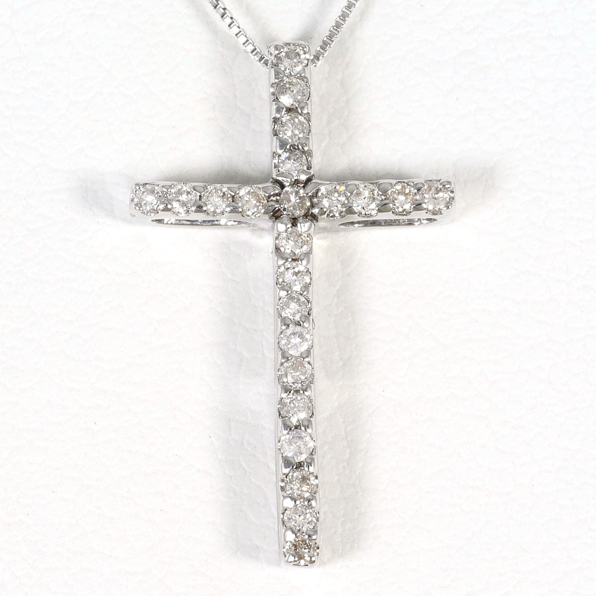 K18 18金 WG ホワイトゴールド ネックレス ダイヤモンド 0.15ct 総重量約1.9g 約39cm 中古