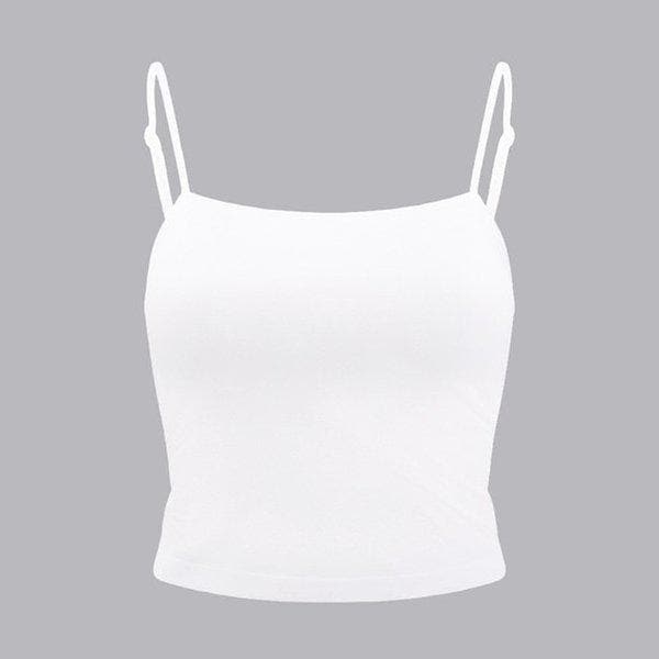 カップ内蔵ストラップ調節ストレートタンクトップ_YS