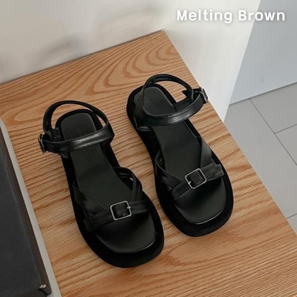 カジュアルバックルストラップノンスリッププラットフォームサンダル