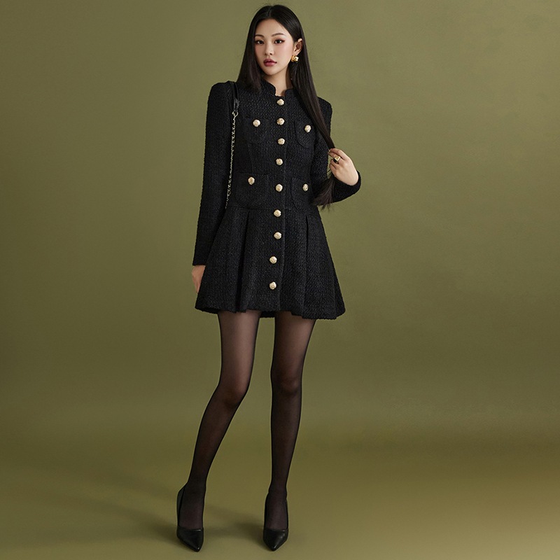 D4814 ツイード ウール ミニ ワンピース