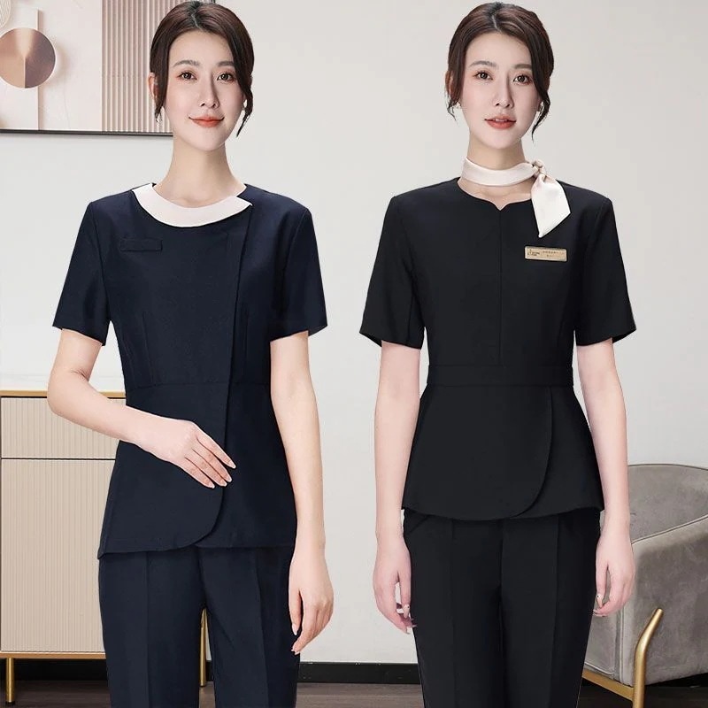 ユニフォーム エステ サロン通勤 レディース 女性 制服おしゃれ 半袖 七分袖 ジャケット 上下セッ-a6