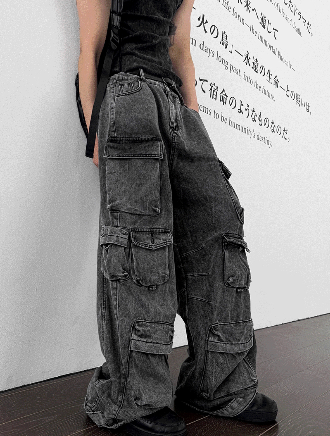 [COSYHARU] Featherlight Longline Cargo Carpenter Wide Denim 8,153円