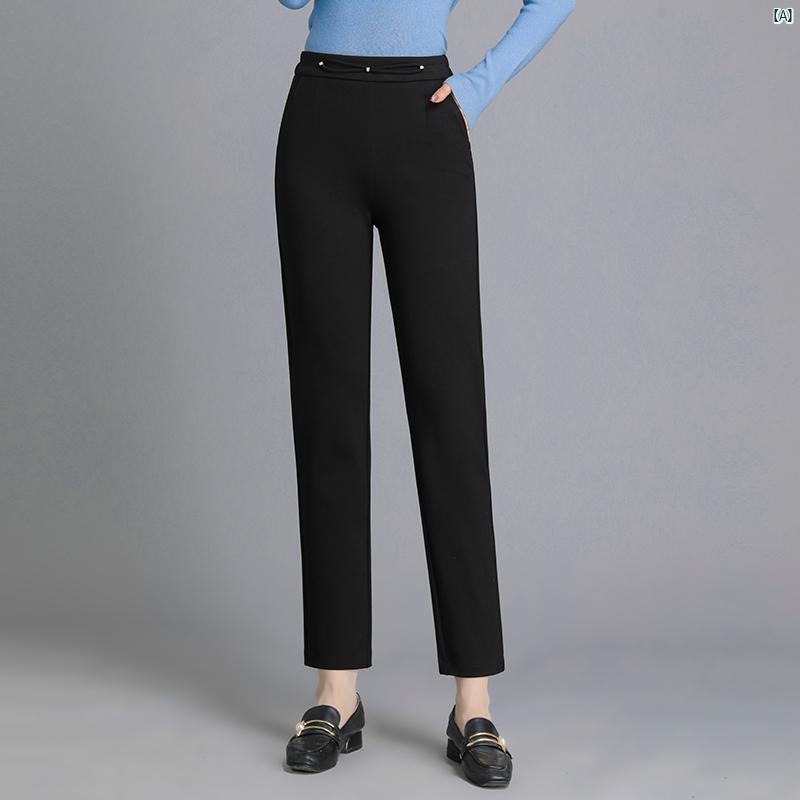レディース　ファッション　オシャレ　シンプル パンツ 春秋 小柄 大きいサイズ ドレープ ストレート パンツ 足 9 分