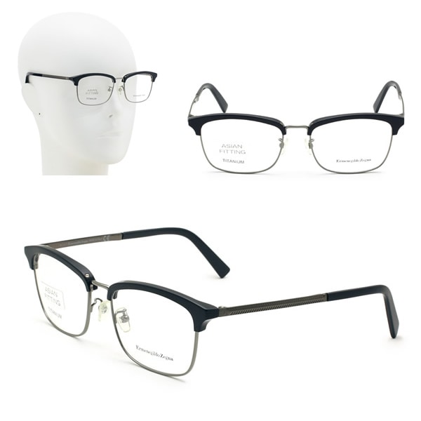 フレームのみ EZ5115-D/V 090 55 Ermenegildo Zegna メガネ 眼鏡 アジアンフィット ネイビー