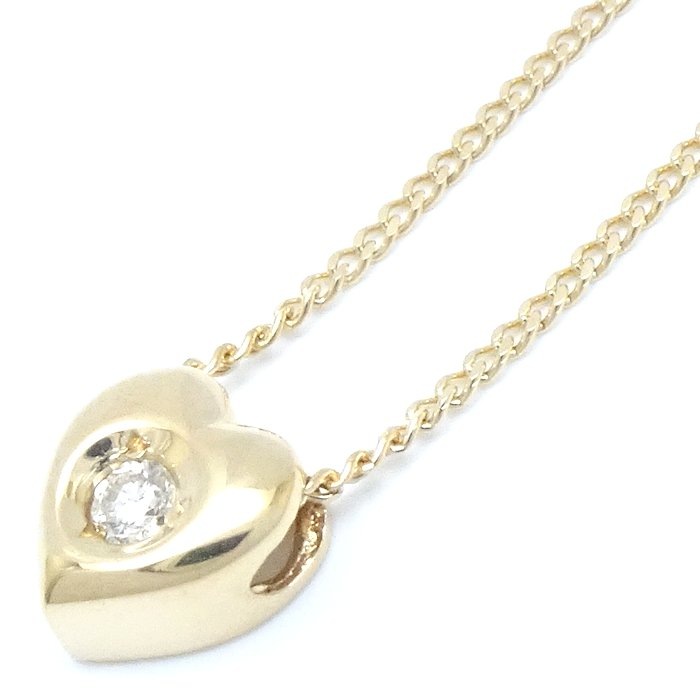 ハート ネックレス 1Pダイヤモンド K18YG イエローゴールド/75736【中古】
