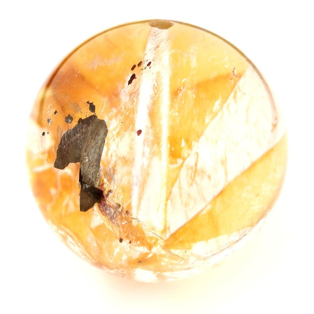 「1点もの 現品」 1粒売り 天然 オーラクォーツ ブラジル産 14mm パワーストーン バラ売り 天然石 パワーストーン ばら売り ビーズ 穴あき 1玉売り アクセサリー パ zz000122-zc