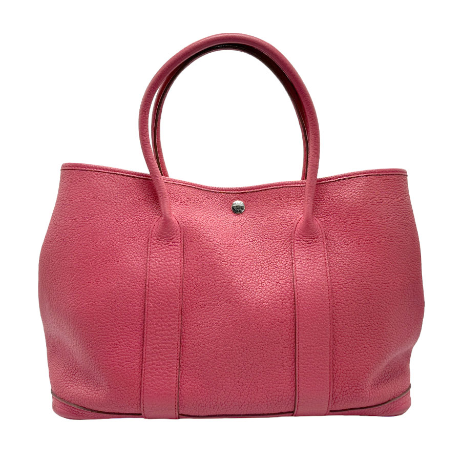 エルメス HERMES ハンドバッグ トートバッグ ガーデンパーティ PM レザー ピンク シルバー レディース n0096