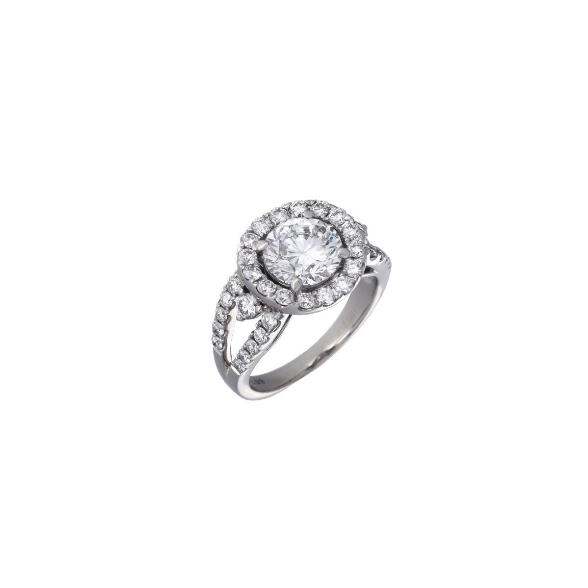 一粒ダイヤ2.060ct G-SI2-GD 取り巻きダイヤ ハーフエタニティ 12.5号 レディース K18ホワイトゴールド WG リング・指輪 Aランク 中古 銀蔵