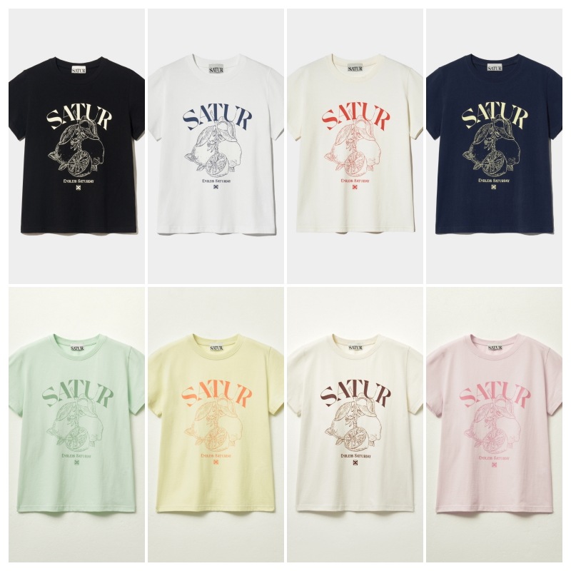 【SATUR】(W) CAPRI CITRON DRAWING SUMMER GRAPHIC T-SHIRT : 8COLORS
