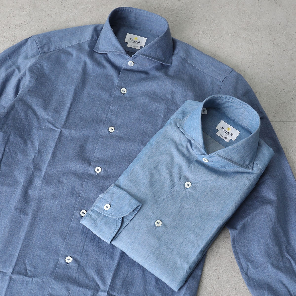 GIANNETTO ジャンネット シャツ VINCI FIT ヴィンチフィット 42340 メンズ コットン 長袖 カッタウェイ 無地 カジュアルシャツ カラー2色