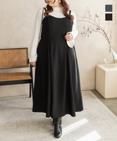 大きいサイズ レディース LL 3L 4L XL XXL XXXL CLETTEオリジナルバックリボンキャミワンピース