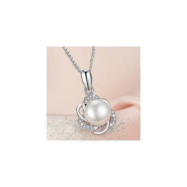 ネックレス レディース 天然淡水パール 一粒 お花 フラワー シルバー925 CZダイヤ 女性 プレゼント 人気 妻 入学式 卒業式