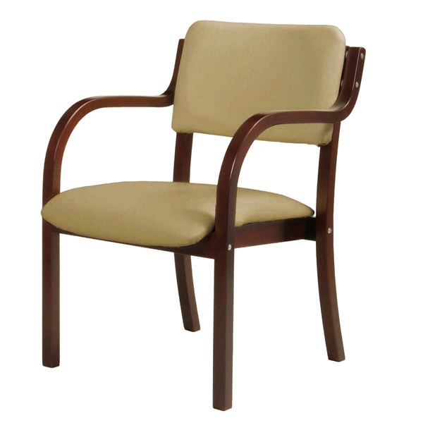 ダイニングチェア/食卓椅子 (肘付き ベージュ) 幅535×奥行580×高さ770mm 合皮/合成皮革 スタッキング可 (リビング) 組立品