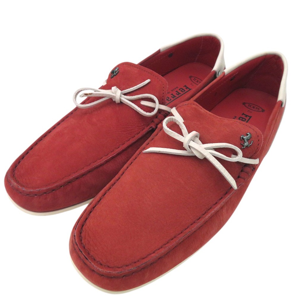 美品 フェラーリ Ferrari デッキシューズ モカシン ドライビングシューズ CITY GOMMINO LACCETTO ENK BIANCO ROSSO ARA ゴンミーニ XXM04E0EE5