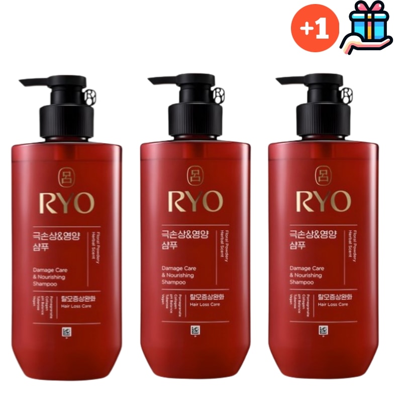 [韓国人気シャンプー2+1] ハンビッ極損傷&栄養シャンプー480ml*3個 1440ml 紅参シャンプー 漢方 大容量ヘアケアシャンプーセット ダメージヘア頭皮ケア 弱酸性脱毛緩和機能